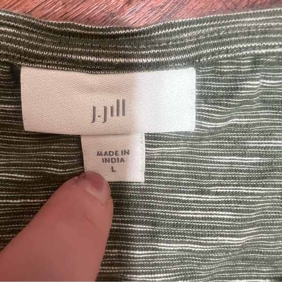 J.Jill 100% Cotton Striped Stretchy Boxy Top Boat Neck Short Sleeve Size Large - Picture 8 of 10
